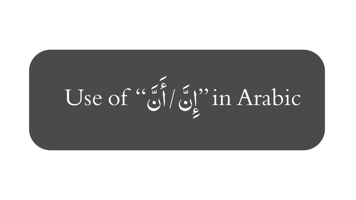 Use of “إِنَّ/أَنَّ in Arabic – Al Aman Academy